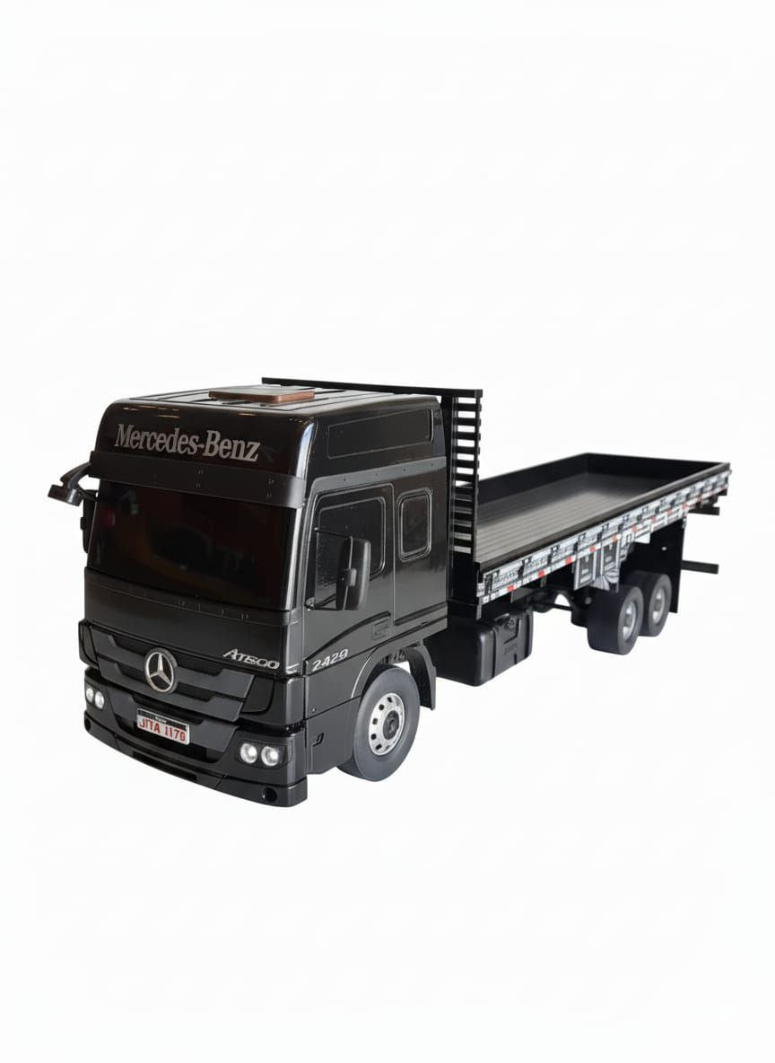 Miniatura Mercedes-Benz Atego 2429 Carroceria Preta (Escala 1/24)